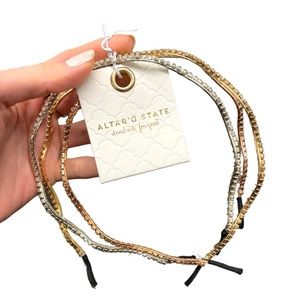 Altar'd State Rhinestone Thin Headband Trio Set NWT